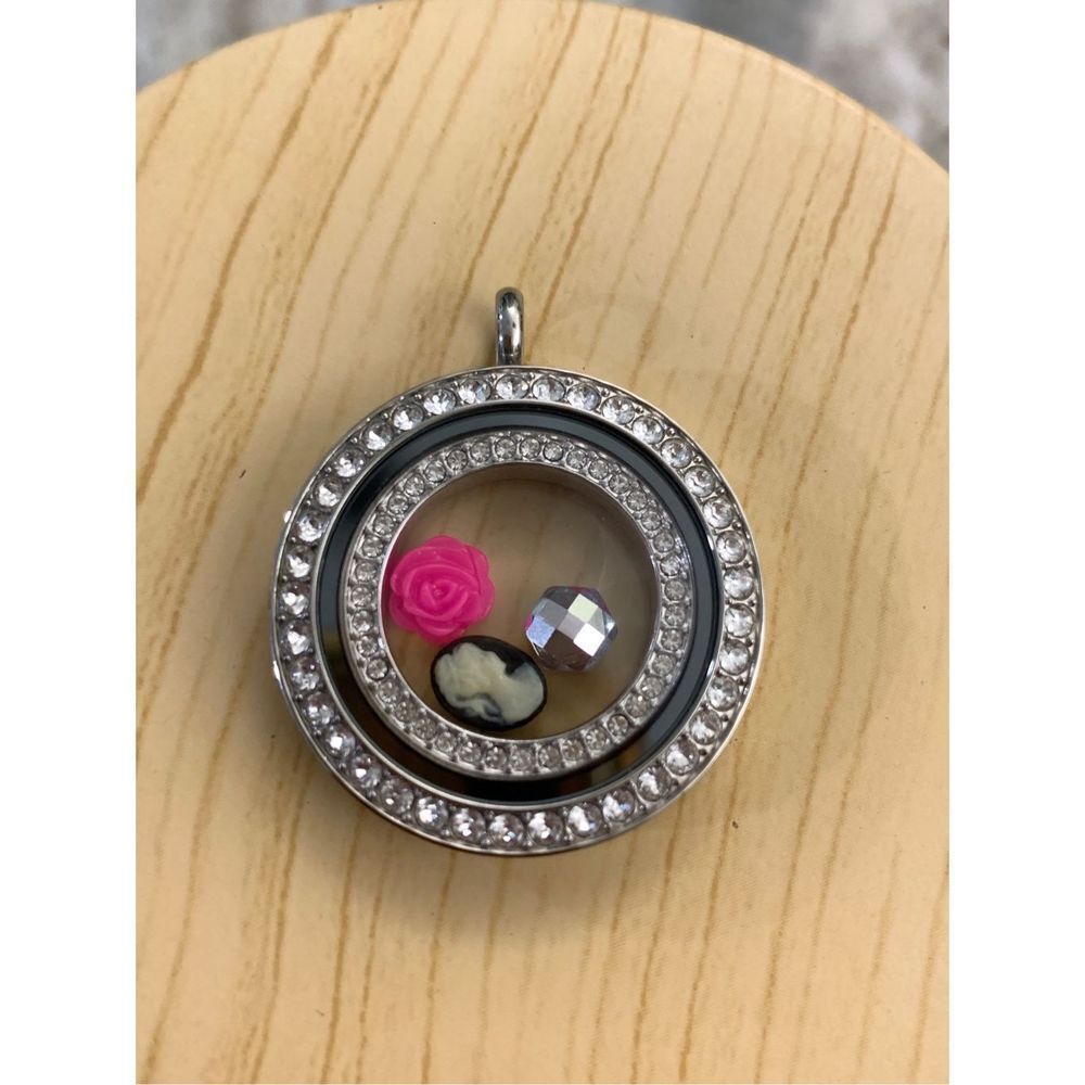 Silver Crystal Locket with Charms